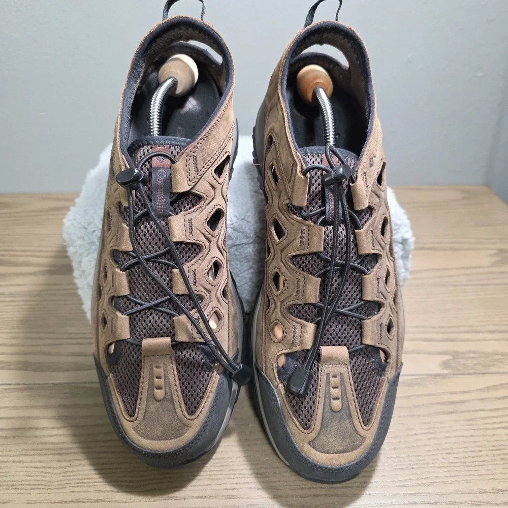 Columbia Terrebonne‎ Sandals Mens 12 Hiking Slip On BM4520-231 Leather Brown NEW
